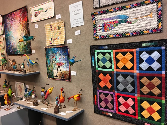 The Colorful Kabelines: quilts and paper mâché birds