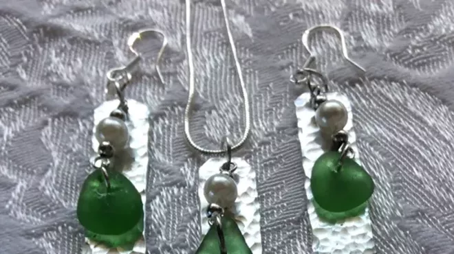 Image: Sea Glass Hammered Metal Jewelry