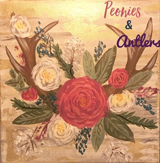 Art and Wine Workshop: Peonies and Antlers Canvas