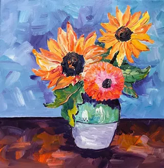 Image: Acrylic Lesson with Hilda Vandergriff: Van Gogh Sunflowers
