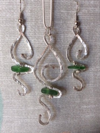 Sea Glass Hammered Wire Jewelry