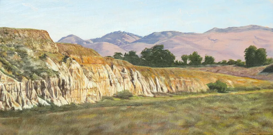Dennis Curry, "River Walk," Santa Maria Levee Trail , Oil on panel, Courtesy the Artist. Curry's work is among 38 artworks on view in 'Art from the Trail: Exploring the Natural Beauty of Santa Barbara County.'