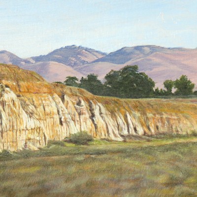 Dennis Curry, "River Walk," Santa Maria Levee Trail , Oil on panel, Courtesy the Artist. Curry's work is among 38 artworks on view in 'Art from the Trail: Exploring the Natural Beauty of Santa Barbara County.'