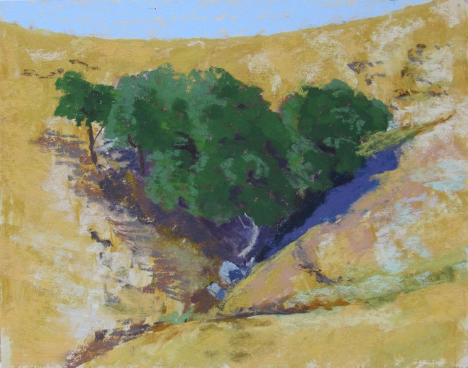Oaks Across a Crevice