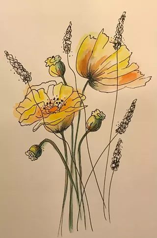 Image: Flower Power: Intro to Ink and Inktense with Linda Cunningham