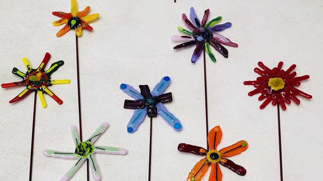 Fused Glass Flower Stake