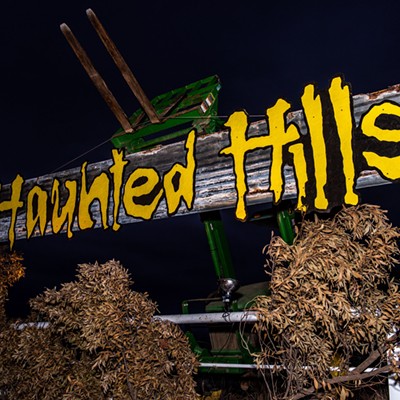 Haunted Hills sign visible at the Elks Event Center