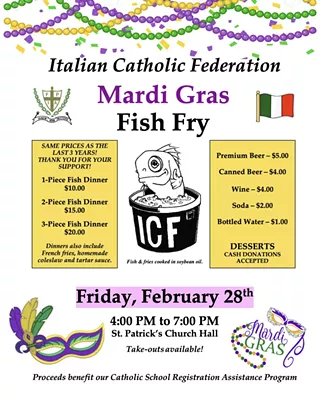 Image: Italian Catholic Federation Mardi Gras Fish Fry