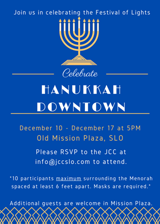 JCC-Federation of SLO Presents Hanukkah Downtown 2020
