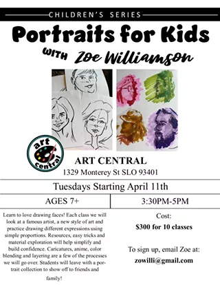 Image: Kids Art Class: Portraits for Kids with Zoe Williamson