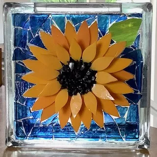 Image: Mosaic Sunflower Glass Block