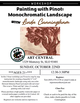 Image: Painting with Pinot: Monochromatic Landscape with Linda Cunningham
