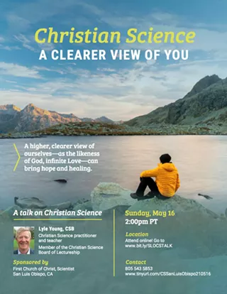 Image: Public Talk: Christian Science, A Clearer View of You
