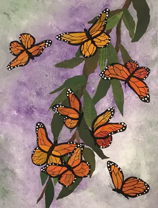 Image: Rice Paper Collage: Monarch Season with Linda Cunningham