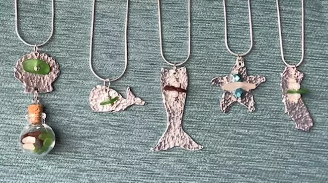 Image: Sea Glass Hammered Metal Jewelry