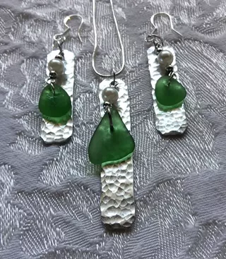 Image: Sea Glass Hammered Metal Jewelry