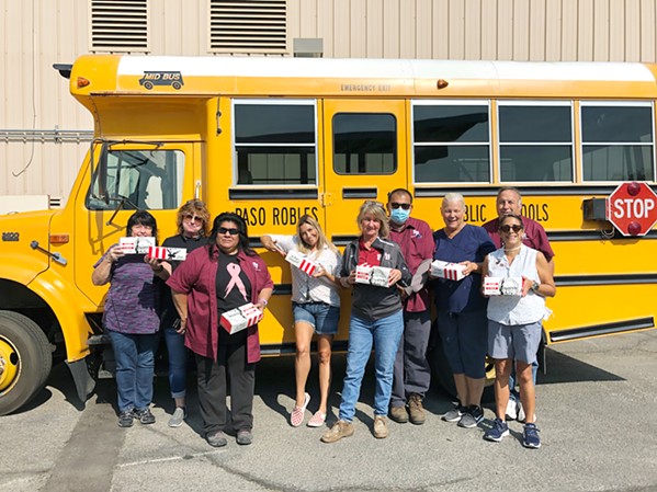 SMALL BUT MIGHTY Paso Robles Joint Unified School District's few school bus drivers enjoy a complimentary KFC lunch. - PHOTO COURTESY OF KELLY STAINBROOK