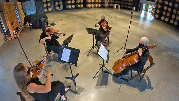 THE SHOW MUST GO ON SLO Symphony musicians record a performance at Cass Winery's barrel room in November. - FILE PHOTO COURTESY OF THE SLO SYMPHONY