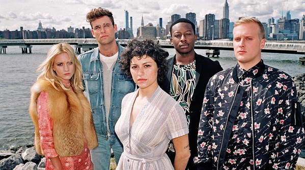 INSUFFERABLE Self-absorbed friends (left to right) Portia (Meredith Hagner), Drew (John Reynolds), Dori (Alia Shawkat), Julian (Brandon Micheal Hall), and Elliot (John Early) set off to discover what happened to a missing college acquaintance, in the TV series Search Party, screening on HBO Max. - PHOTO COURTESY OF JAX MEDIA