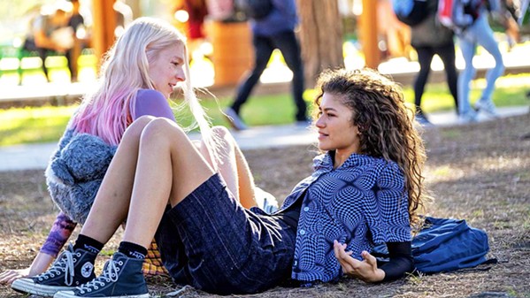 BESTIES Trans teenager Jules (Hunter Schafer, left) and her high school best friend, Rue (Zendaya), navigate the perils of sex, drugs, identity, and teen drama, in Euphoria, screening on HBO Max. - PHOTO COURTESY OF A24