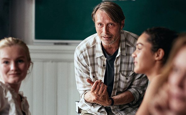 BOTTOMS UP Martin (Mads Mikkelsen), a joyless high school history teacher, experiments with alcohol to enliven himself, in Another Round, an Academy Award winner screening exclusively at The Palm Theatre. - PHOTO COURTESY OF ZENTROPA ENTERTAINMENT