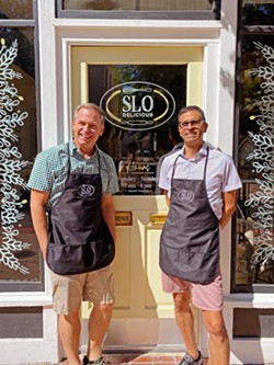 ON A ROLL Owner Michael Martineau, left, and chef Gonzalo Huerta celebrated the soft opening of SLO Delicious on June 30. Stay tuned for details on its upcoming ribbon-cutting ceremony. - PHOTOS COURTESY OF SLO DELICIOUS