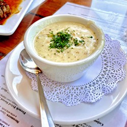 FALL FAVORITE Moonstone Beach Bar &amp; Grill's chowder boasts a blend of clams, potatoes, bacon, cream, and spices. Attend the Oct. 30 event for a cup, or hit the restaurant for a hearty helping served in a crusty sourdough round. - PHOTO COURTESY OF MOONSTONE BEACH BAR &amp; GRILL