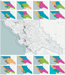 MAPPED OUT Boundaries for SLO County's political landscape may be changing soon as the current supervisors weigh new district maps in the once-a-decade redistricting process. - COVER IMAGES COURTESY OF SLO COUNTY