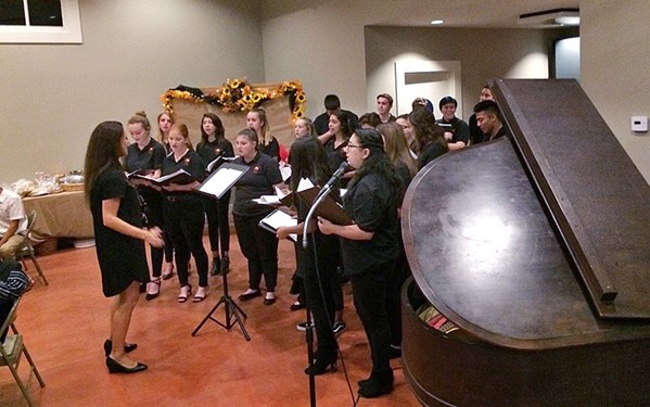 DROP THE MIC Nichole Dechaine is currently the choir director at St. Mark's in the Valley Episcopal Church in Los Olivos. Over the years, she's collaborated with several local choirs and ensembles throughout her career, including the Santa Ynez Valley High School Choirs (pictured). - PHOTO COURTESY OF NICHOLE DECHAINE