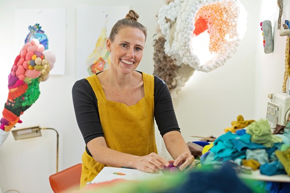 TEXTILES QUEEN Sommer Roman uses discarded clothing and linens, objects from nature, toilet paper, mirrors, and domestic building materials to create pieces that link everyday life with the wild. Find more of her work at sommerroman.com and @sommerroman_studio on Instagram. - COURTESY PHOTO BY MARIAH DINGMAN