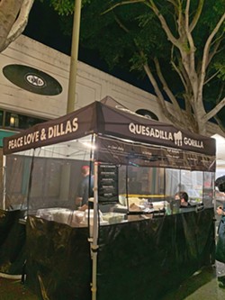 'PEACE LOVE &amp; DILLAS' Until Quesadilla Gorilla opens its storefront (they're aiming for a late March opening), you can grab their premium quesadillas at the downtown SLO farmers' market. - PHOTO BY MALEA MARTIN