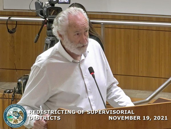 ELECTION INFRACTIONS? Richard Patten, an Arroyo Grande resident who authored the recently adopted redistricting map for SLO County, has alleged that election fraud occurred locally during the 2021 gubernatorial recall election. - SCREENSHOT COURTESY OF SLO COUNTY