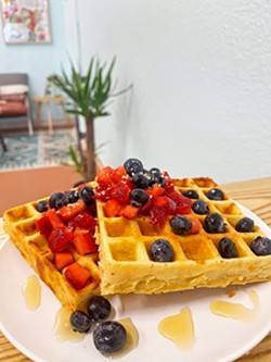 MORE THAN SMOOTHIES In addition to an extensive smoothie and a&ccedil;ai bowl menu, Mellow Banana also offers waffles (regular, vegan, and paleo options) with a delicious array of toppings. - PHOTOS COURTESY OF CHANTAL KING