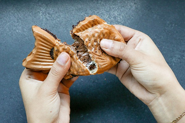 LIKE A FISH The Nutella-stuffed taiyaki is a popular choice, though Sweet Reef owner Jared Squire initially had to convince some customers that the waffle is not an actual fish. - COURTESY PHOTO BY PATRICIA SANDOVAL