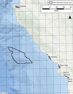 FUTURE FARM The U.S. and California are gearing up for a lease sale this fall to pave the way for a future offshore wind farm near Morro Bay. - MAP COURTESY OF THE U.S. BUREAU OF OCEAN ENERGY MANAGEMENT