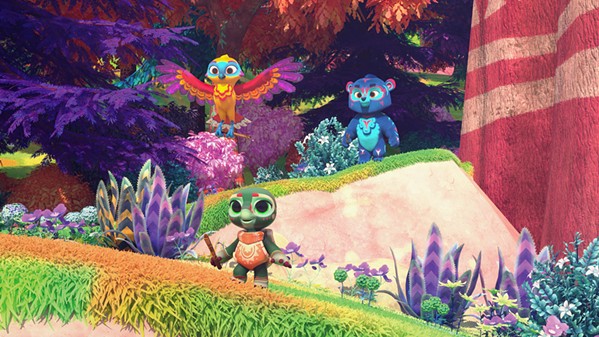 TERRIFIC TRIO Kodi, Summer, and Eddy take on new perspectives as a grizzly bear cub, a red-tailed hawk, and a turtle, respectively, to help protect a national park, in the new fantasy-adventure preschool series, Spirit Rangers. - IMAGE COURTESY OF NETFLIX