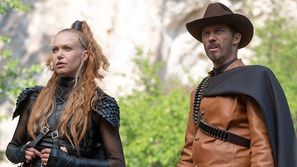 ROUGH RIDE Jeanne (Tilly Keeper) and Roy (Jeffrey Donovan) are dead, but they're also law enforcement sent from the afterlife to stop an earthly breach of Hell's Gate, in R.I.P.D 2: Rise of the Damned, streaming on Netflix. - PHOTO COURTESY OF UNIVERSAL 1440 ENTERTAINMENT