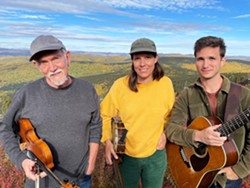 GOOD FOLKS Molsky's Mountain Drifters (left to right, Bruce Molsky, Allison de Groot, and Reed Stutz) play the Historic Octagon Barn Center on Feb. 19. - COURTESY PHOTO BY KATE ORNE