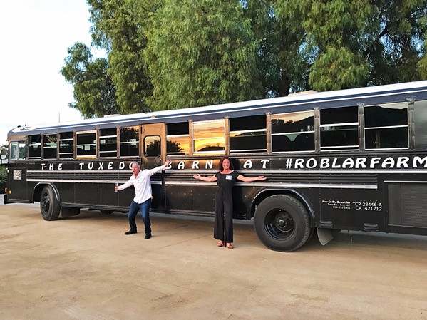 GETTING TO THE VENUE Jump On The School Bus founders and owners Darin Fiechter and Sierra Falso launched their transportation company in 2011, and it now serves 200 to 300 weddings a year. - PHOTOS COURTESY OF DARIN FIECHTER