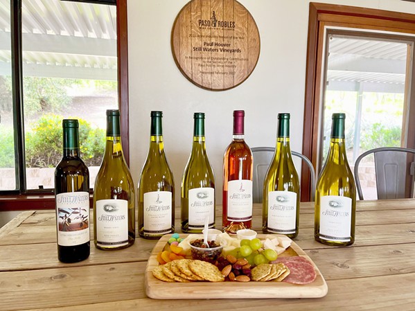 SIP AND SNACK Charcuterie boards available for purchase at Still Waters feature cheese from Central Coast Creamery, salami, olives, and more. Guests can also bring their own picnics or enjoy a selection of fresh tacos sold at concerts. - PHOTO COURTESY OF STILL WATERS VINEYARDS