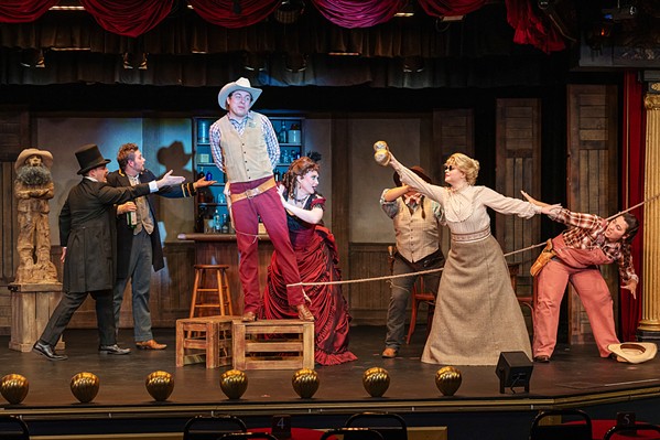 FEVER DREAM Gold Fever at the Rough and Ready, currently onstage at the Great American Melodrama in Oceano, follows an ensemble cast of zany characters during the California Gold Rush. - PHOTOS COURTESY OF THE GREAT AMERICAN MELODRAMA