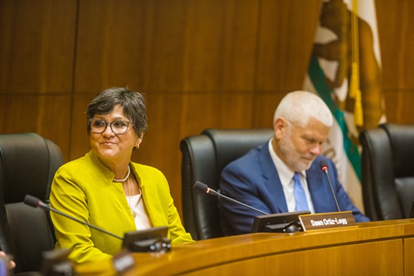 TURNED AWAY While 3rd District San Luis Obispo County Supervisor Dawn Ortiz-Legg (left)supported a resolution calling for a 20-year extension of activities at Diablo Canyon, 2nd District Supervisor Bruce Gibson (right) rejected it. - FILE PHOTO BY JAYSON MELLOM