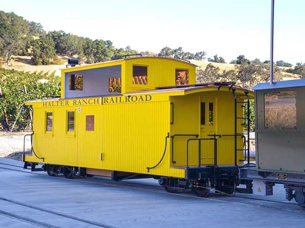 PARTY OF FOUR The Halter Ranch Railroad Yellow Caboose can be attached to the main rail cars for an exclusive experience for up to four guests at the Paso Robles estate. - PHOTO COURTESY OF HALTER RANCH ESTATE