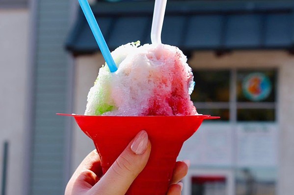 THE ICE IS RIGHT There's no "D" in shave ice, contrary to the "shaved ice" misconception among some, said California Hot Dogs owner Shawn Van Pelt, whose expansive menu permits various ways to customize the frosty treat. - PHOTO COURTESY OF CALIFORNIA HOT DOGS