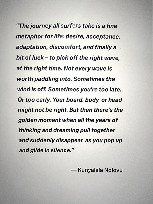 WHAT I LEARNED London-based artist Kunyalala Ndlovu is a writer who penned Afro Surf that tells the stories of African surf culture. Pictured is an excerpt from the book. - PHOTO BY SAMANTHA HERRERA