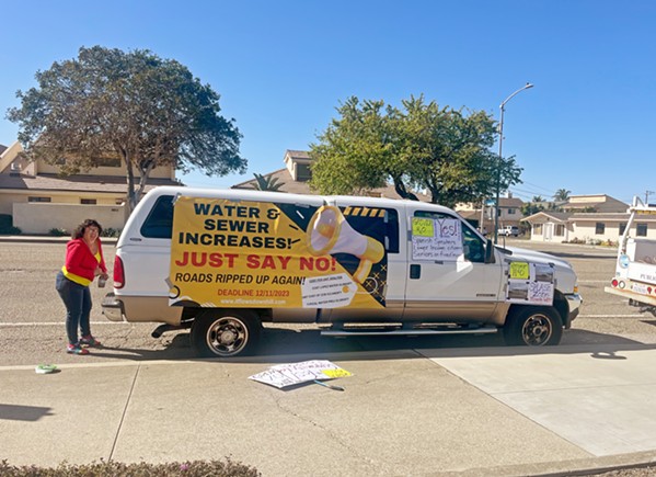 SPILLOVER EFFECT Members of Grover H20 such as Brenda Auer, who started out protesting Grover Beach's water rates increase, spoke out against pay increases for city executive staff. - FILE PHOTO BY SAMANTHA HERRERA