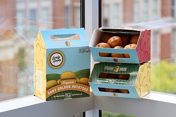 TATER-TOTE Cal Poly's Lively Roots project rethinks potato packaging, giving consumers an effective and sustainable way to transport potatoes from the grocery store to the kitchen. - PHOTO COURTESY OF MARATHON STRATEGIES