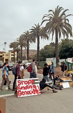 CENSORED PROTESTS Following a year of protests at California State University campuses, such as this pro-Palestine demonstration at Cal Poly last May, the CSU Office of the Chancellor signed a new directive prohibiting protests from blocking streets and requiring approval of signs. - PHOTO COURTESY OF ETHAN GUTTERMAN