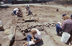 THE DIG:  For about two months in 1987, a small team feverishly dug out historic Chinatown and Native American artifacts before the city of SLO built a parking garage on Palm Street. - PHOTO COURTESY OF LAKE COUNTY ARCHAEOLOGY