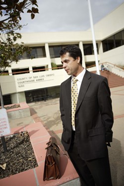 THE DEFENSE :  Attorney Matt Guerrero is the public defender for Proposition 36 defendants. He said people test dirty on drug tests in court all the time, particularly now because of a waiting list. - PHOTO BY STEVE E. MILLER